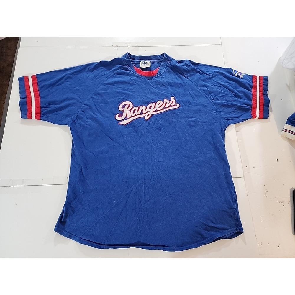 Vtg Lee Sport [Team] Crewneck Blue Red Contrast Collar Retro Gorpcore XL